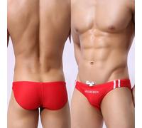 Oniissy Costume da bagno da uomo, a vita bassa, in nylon, spandex, elasticizzato, traspirante, per spiaggia e sport acquatici (rosso, XL)