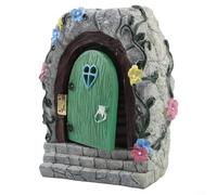 Oniissy Decorazione da giardino a forma di cancello delle fate a energia solare, con struttura in resina resistente alle intemperie, per cortile esterno e decorazione delle fiabe, 11 x 7 x 15 cm