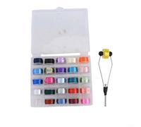 Oniissy Filo 200D per legare le mosche con supporto per bobina, kit per la realizzazione di esche a mosca, 25 rotoli di filo di poliestere per nodi e legature del corpo in colori casuali