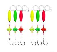 Oniissy Impianti da pesca 6/0 8/0 Circle Ganci con Peg Floats e Doppio Sonaglio Campane per Pesca Bancaria, Pre-Legato Slip Knot Rig con Girevole per, 3 o 6 Pack (8/0) (6pcs)