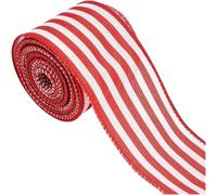 Oniissy Nastro natalizio scozzese, 6,3 cm x 4,5 m, in poliestere rosso e bianco, per fai da te, decorazioni natalizie e stagionali (B)