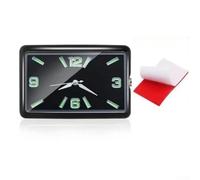 Oniissy Orologio da auto per cruscotto interno con movimento al quarzo e quadrante in vetro, compatibile con montaggio in uscita dell'aria, design rettangolare con marcature chiare per le ore (Black