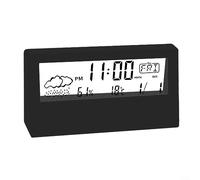 Oniissy Orologio termoigrometro creativo con visualizzazione meteorologica, sveglia elettronica, orologio digitale con temperatura, rimanere informati sulla temperatura ambiente e sull'umidità, nero