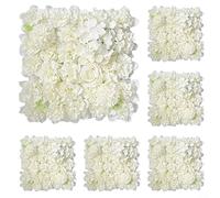 Oniissy Pannelli da parete con fiori artificiali 3D con rose ortensie, sfondo per feste di nozze, decorazione per la casa, interni ed esterni, oggetti di scena fotografici, 38 x 38 cm, confezione da 6