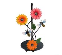 Oniissy Portarotolo di carta in ferro a forma di girasole, 33 x 18 cm, decorativo, con base stabile, accesso e manutenzione, adatto per casa, sala da pranzo, soggiorno (api e api)