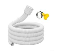 Oniissy Prolunga per tubo di scarico in PVC bianco, 5 m, per lavatrice, condizionatore d'aria e lavello da cucina, tubo di uscita flessibile a prova di perdite con morsetto, adatto per Connetti da 15