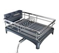 Oniissy Scolapiatti in acciaio inossidabile 304, grande capacità, organizer da cucina, scolapiatti scanalato, piedini antiscivolo per piatti, ciotole, tazze, utensili, scolapiatti da piano di lavoro