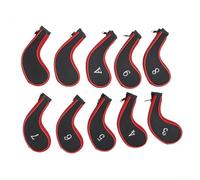 Oniissy Set di 10 copritesta in poliestere per mazze di ferro, protettivi e per un design duraturo nei colori blu, rosso e nero, con struttura leggera da 200 g (rosso)