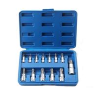 Oniissy Set di 13 chiavi a bussola Torx T8-T70, in acciaio al cromo vanadio, attacco da 1/4", 3/8", 1/2", con custodia organizzata per biciclette, auto, elettrodomestici,