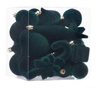 Oniissy Set di 28 ornamenti natalizi in velluto floccato con passanti per appendere, infrangibili per decorare alberi di Natale e creare atmosfere festive (verde scuro)
