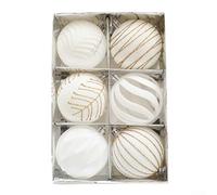 Oniissy Set di 6 palline di Natale floccate color vino rosso e verde scuro, 8 cm, sfere decorative da appendere per albero, addio al nubilato e decorazioni stagionali (bianco)