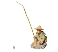 Oniissy Statua decorativa per mini giardino, set di paesaggi per acquario con ornamento realistico da pesca, confezione da 2 modelli in PVC per tavolo, piante in vaso, acquari, (Jiang Taigong)