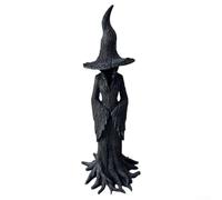 Oniissy Statua di strega di Halloween, in resina, scultura a forma di fantasma senza volto, scultura decorativa gotica spettrale in piedi, ornamento da scrivania per Halloween