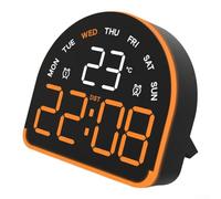 Oniissy Sveglia a LED con visualizzazione personalizzabile della luminosità e della temperatura per un monitoraggio accurato dell'ora e della temperatura all'interno (arancione)