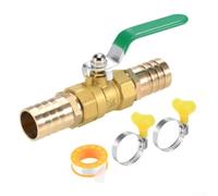 Oniissy Valvola a sfera in ottone, 25 mm, con maniglia a leva a 90° e filettatura G3/4, include fascette stringitubo e nastro sigillante per acqua e gas