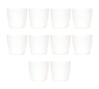 Oniissy Vaso da fiori circolare colorato spesso in plastica smerigliata con sottovaso, 180 x 165 mm, moderno minimalista per piante da interni e decorazione da giardino, in bianco e nero (bianco, 180