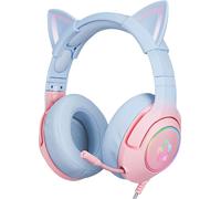 Onikuma K9 RGB Wired Gaming Headset With Cat Ears Blu-Rosa Auricolare PC
