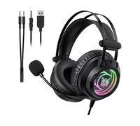 ONIKUMA X80 - cablate, connettore da 3,5 mm, microfono, audio avvolgente 7.1, PC, PS4 CUFFIE GAMING, Nero