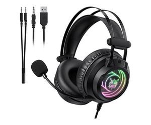 ONIKUMA X80 - cablate, connettore da 3,5 mm, microfono, audio avvolgente 7.1, PC, PS4 CUFFIE GAMING, Nero