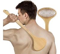 Oning Grattacielo per la schiena in bambù con testa extra larga, in legno, con manico lungo sulla schiena, sul collo, sulle gambe o sui piedi, ideale come regalo per papà e adulti (circa 40 cm)