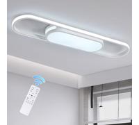 Oninio Plafoniera LED 80cm Dimmerabile con Telecomando 45W Lampada da Soffitto Moderna Luce Lineare Plafoniera con Funzione Memoria per Cucina, Corridoio, Camera da Letto (Bianco)