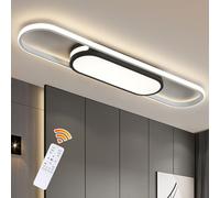 Oninio Plafoniera LED 80cm Dimmerabile con Telecomando 45W Lampada da Soffitto Moderna Ovale Luce Lineare Plafoniera con Funzione Memoria per Cucina, Soggiorno, Corridoio