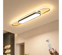 Oninio Plafoniera LED Lineare 110cm 48W Dimmerabile, Telecomando e Memoria | Lampada da Soffitto Moderna Ovale Nero e Oro in Metallo e Acrilico, 3000-6500K, per Soggiorno, Cucina e Camera