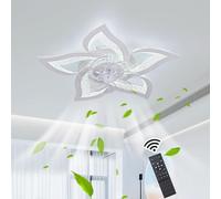 Oninio Ventilatore da Soffitto con Luce 62,5cm Plafoniera LED Moderna a Petalo Motore DC Silenzioso 6 Velocità Dimmerabile Funzione Reversibile e Timer per Camera e Soggiorno,220V Bianco