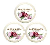 Onion Biotin Shampoo Bar - 3x 60 G Shampoo Solido Alla Cipolla E Rosmarino, Riduce La Caduta E La Rottura Dei Capelli, Deterge E Idrata, Migliora Il Cuoio Capelluto E Rinforza I Capelli, Senza Solfati
