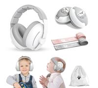 ONITOON Paraorecchie per bambini, cuffie 2 in 1 con cancellazione del rumore, protezione dell'udito per bambini da 0 a 48 mesi, fascia regolabile, Grigio, Taglia unica