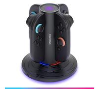 Oniverse Caricabatterie per Controller per Switch 2 - Stazione di carica rapida per 4 Joy-Con compatibile con Nintendo Switch 2, alimentazione USB-C, indicatori LED, e 10 modalità di illuminazione