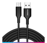 Oniverse Cavo Micro USB, cavo di ricarica intrecciato USB-A a Micro USB, compatibile con PS4 Pro Slim Xbox One PC Mac Android, 3 metri, ricarica rapida 2.4 A - nero