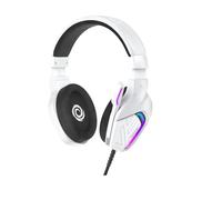 Oniverse Cuffie da gioco cablate con microfono regolabile, compatibile con PS5 PS4 Switch Xbox PC Mac, cuffie da gamer a LED, altoparlanti 50 mm comodi e traspiranti, cablati jack - Meteor (bianco e