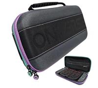 Oniverse Custodia protettiva compatibile con Nintendo Switch 2/OLED/Switch, custodia rigida impermeabile con manico, interno imbottito, scomparti per giochi, rete di immagazzinaggio (verde/viola)