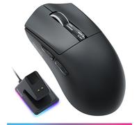 Oniverse Mouse gamer wireless con dock di ricarica - Sensore PixArt 12.000 DPI, 3 modalità di connessione (2.4G/Bluetooth/cablato), display integrato, Polling rate 1000 Hz, per PC/Mac/PS5/PS4