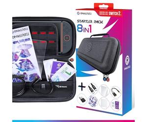 Oniverse Pochette Switch 2 Starter kit 8 in 1 - Custodia da trasporto, Protezione Schermo compatibile con Nintendo Switch 2, Cavo USB-C e Adattatore, Sdoppiatore Audio, Kit di Pulizia