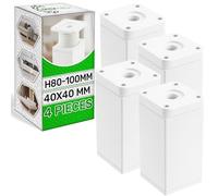 ONIX TECH 4 Pezzi Piedini per Mobili Regolabili H80-100 mm Base 40x40 mm - Piedini Regolabili per Mobili in Alluminio - Colore Bianco - Garanzia di 5 Anni