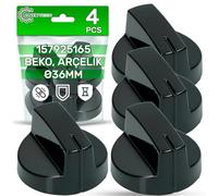 ONIX TECH 4 Pezzi Rotante Manopole Piano Cottura a Gas Ø 36 mm con codice Originale 157925165 per Beko per Arçelik per Blomberg - Garanzia di 5 Anni