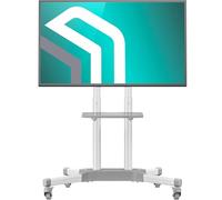 ONKRON Carrello TV 32″ - 65″, Porta TV con le Ruote, Carico Totale 50 kg, Supporto Televisore da Terra max VESA 600x400 mm, Porta Televisore da Terra con Mensola Universale, Colore Bianco TS1351-W