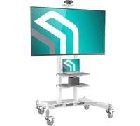 ONKRON Porta Televisore Mobile 50-86 pollici, Carico Totale fino a 105,9 kg, Porta TV da Terra Mobile VESA 200x200-800x500 mm, Carrello TV Regolabile in Altezza, con 2 Ripiani, Bianco TS1881-W
