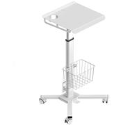 ONKRON Scrivania Altezza Regolabile - Carrello Porta PC fino a 8 kg - Tavolino per Laptop o Proiettore con Rotelle e Cestino/Tavolo con Ruote Mobile con Canalina per Cavi, Colore Bianco LMG30-W
