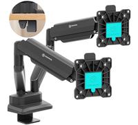 ONKRON Supporto Monitor Doppio Nero da 13 a 32 pollici - Staffa Monitor Scrivania con Carico Totale 16 kg - Porta Schermo PC da Scrivania max VESA 100x100 - Base Doppio Schermo PC Inclinabile G160-B
