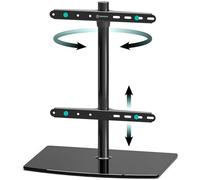 ONKRON Supporto per TV da Tavolo 32" - 75", Rialzo per Televisore con Peso fino a 40 kg, Porta Televisore Universale con VESA 100x100 - 400x400 mm, Porta TV Girevole, in Vetro, Colore Nero PT3-B