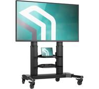 ONKRON Supporto TV con Ruote 40"-80", 55,5 kg, max VESA 700x400, TS2771-B | Carrello per televisore nero, altezza 988-1573 mm, struttura in alluminio, ruote bloccabili; per uffici e sale moderne