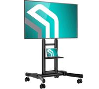 ONKRON Supporto TV con Ruote 43"-75", 65 kg, max VESA 600x400, TS1551-B | Carrello TV mobile nero, altezza 981-1431 mm, ripiano AV, supporto camera, cavi nascosti; per uffici, aule e formazione
