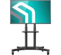 ONKRON Supporto TV da Pavimento 32" - 65", Carico max 50 kg, Porta televisore mobile VESA 100x100-600x400, Carrello TV con Ruote e Ripiano, Piedistallo da Terra, Altezza regolabile, Nero, TS1351-B