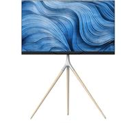 ONKRON Supporto TV da Pavimento 32-65 pollici, 35 kg, Porta TV da Terra Mobile max VESA 400x400 mm, Porta Televisore Mobile, Girevole 360°, Treppiede in Legno, Universale, Bianco, TS1220-W