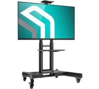 ONKRON Supporto TV da Pavimento 40-70 pollici, Carico 55.5 kg, VESA 100x100-600x400, Carrello Porta TV con Ruote, Altezza Regolabile, Supporto Televisore da Terra e Mensola, Mobile, Nero TS1551-B