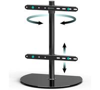 ONKRON Supporto TV da Tavolo 32″ a 65″, Piedistallo TV con Peso fino a 35 kg, Rialzo per Televisore con VESA 100x100 - VESA 400x400 mm, Porta Televisore Girevole, Universale, in Vetro, Nero PT2-B