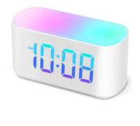 ONLAKE Sveglia digitale con luce notturna per camera da letto, 9 colori RGB sveglia luminosa, grandi cifre con 10 display LED che cambiano colore, dimmer, orologio semplice per bambini, adolescenti,
